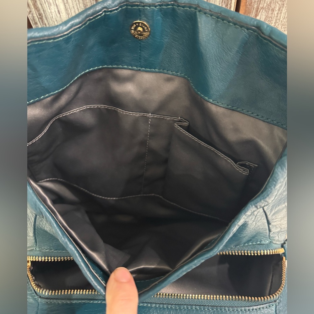Coach Madison Phoebe Gathered Twist Teal Leather Shoulder Bag - Picture 6 of 8